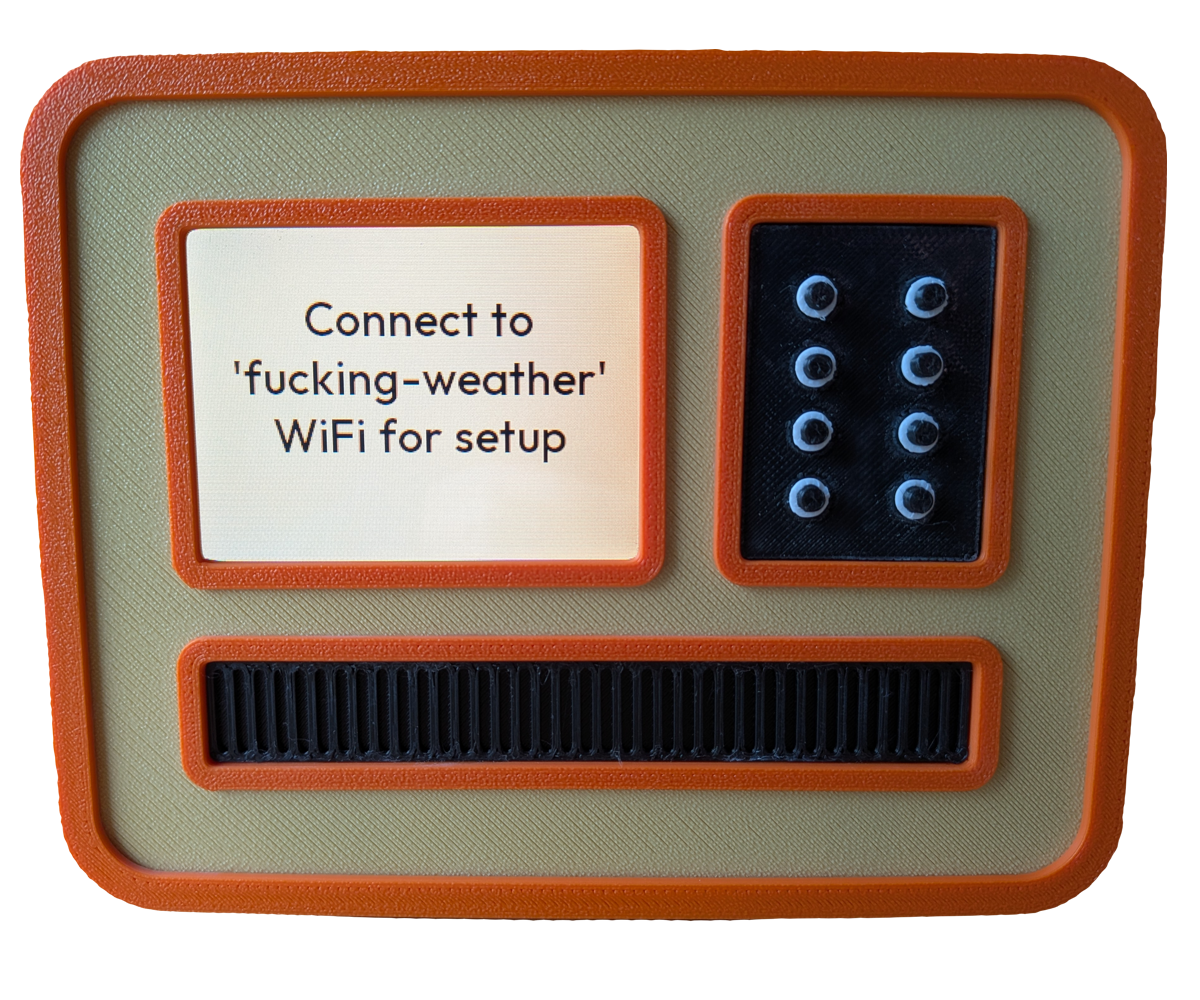 Weather station screen asking to configure WiFi on first start